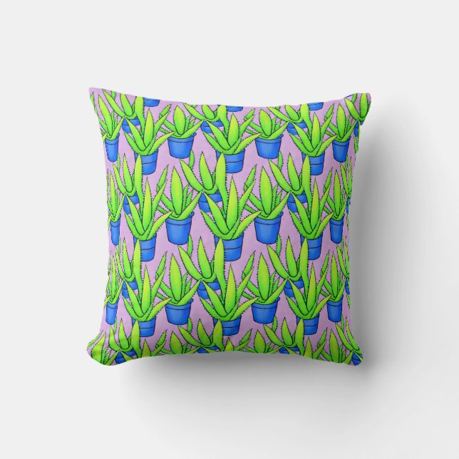 Aloe Vera Plants Mönster Kudde (Framsida)
