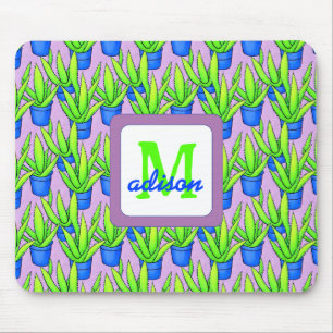Aloe Vera Plants Mönster Monogrammed Musmatta