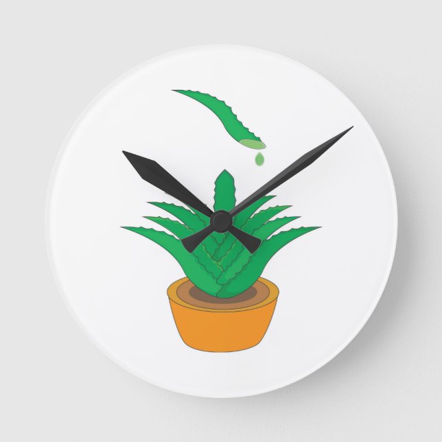 Aloe Vera Rund Klocka (Framsida)