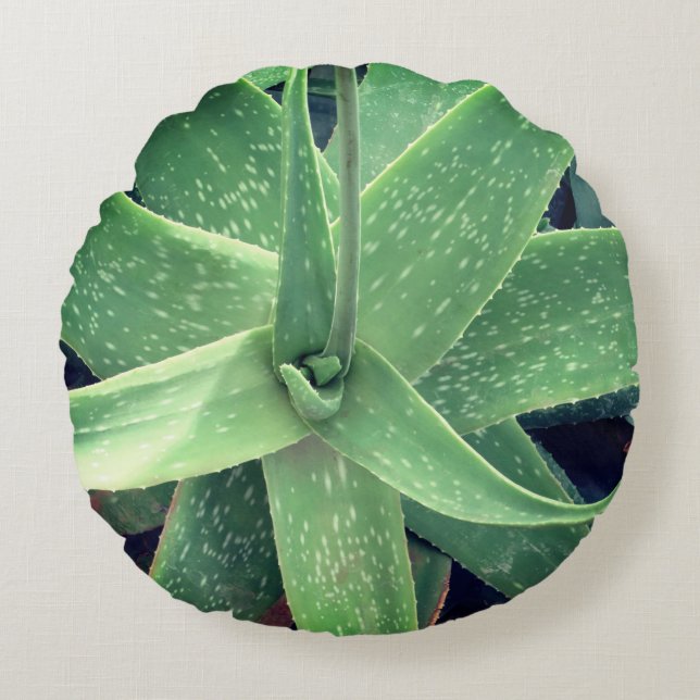 Aloe Vera-växt  Rund Kudde (Framsidan)