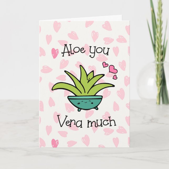 Aloe You Vera Massa Cute Kärlek Pun Kort (Framsida)
