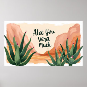 Aloe You Vera Mycket Rolig Aloe Väggkonst Tryck