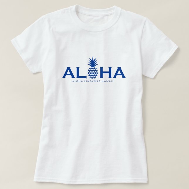 alohaパイナップル ブルーロゴ(heart） t shirt (Design framsida)