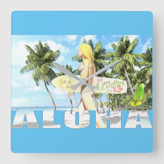 Aloha 01 fyrkantig klocka (Framsida)
