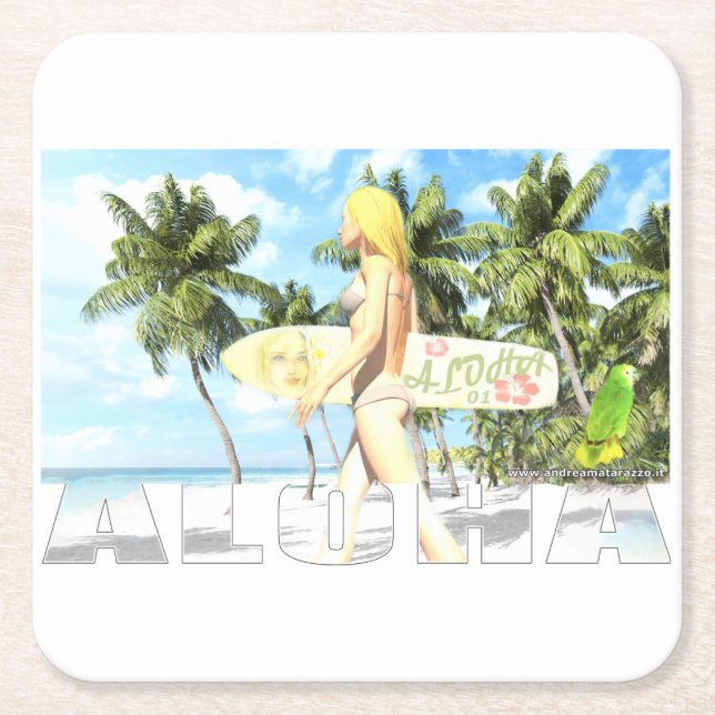 Aloha 01 underlägg papper kvadrat (Framsidan)