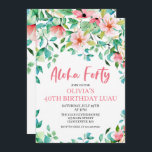 Aloha 40 Tropical Luau Birthday-inbjudan Inbjudningar<br><div class="desc">grafik från DeniseAnneGraphics.etsy.com Aloha 40! Tropical Luau 40:e födelsedagen. Vackra tropiska blommor och grön.</div>