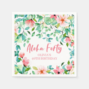 Aloha 40 Tropical Luau Birthday Napkins Pappersservett