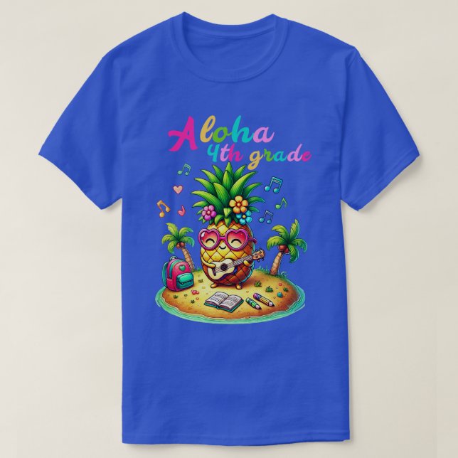 Aloha 4th Klass Pineapple Hawaii Back to school Ki T Shirt (Design framsida)