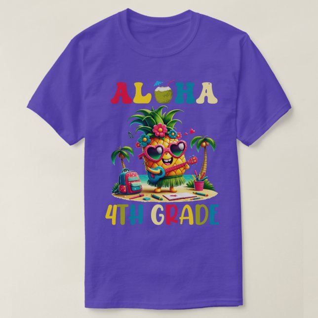 Aloha 4th Klass Pineapple Hawaii Back to school Te T Shirt (Design framsida)