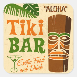 Aloha affisch fyrkantigt klistermärke