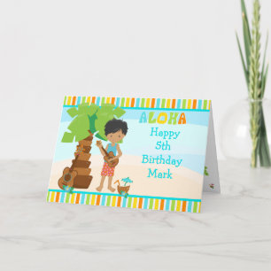 Aloha African American Boy Birthday Kort
