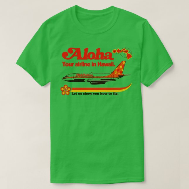 Aloha Airlines Defunct Hawaii Tourist Flygplan T Shirt (Design framsida)