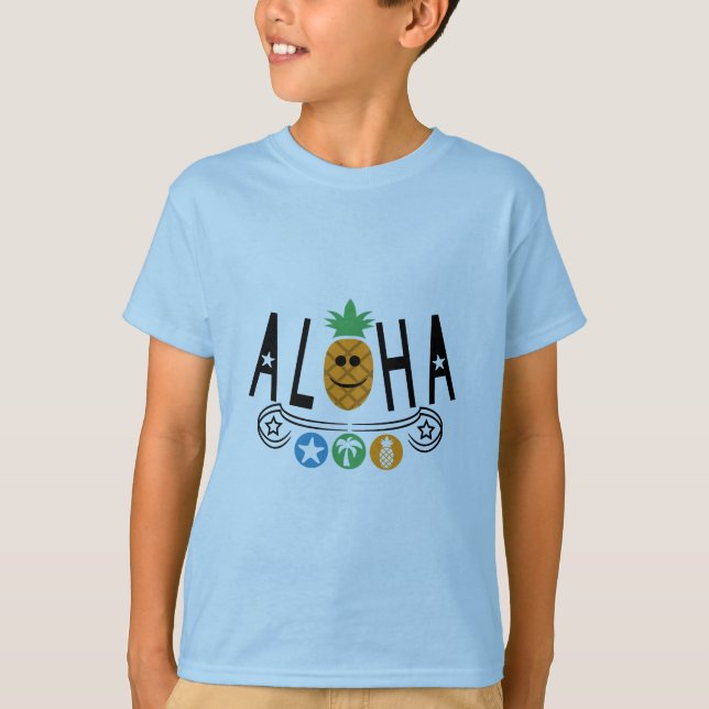 Aloha Ananas Design - Grundläggande Barn T-Shirt (Framsida)