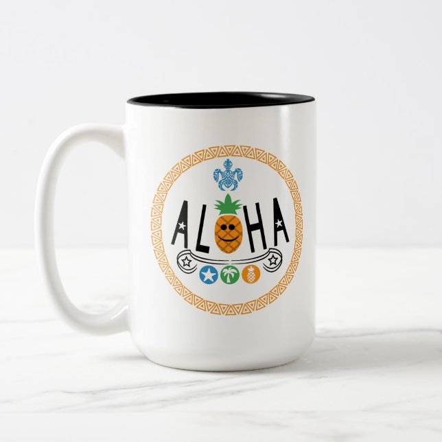 Aloha-ananas design - två tonvis Mugg (Vänster)