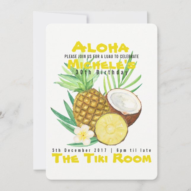 Aloha, Ananas Tropisk Inbjudan (Framsida)