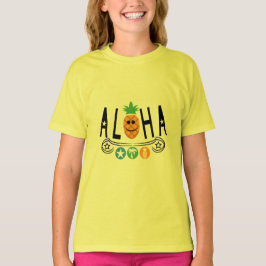Aloha-ananasdesign - flickors grundläggande t-shir t shirt