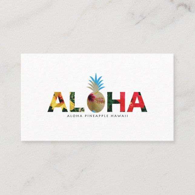 Aloha and pineapple　Hibiscus pictures Visitkort (Framsida)