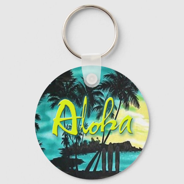 Aloha Aqua Sunset Keychain Nyckelring (Framsida)