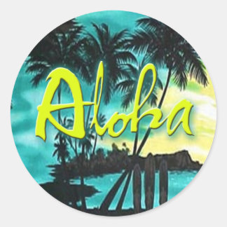 Aloha Aqua Sunset Sticker Runt Klistermärke