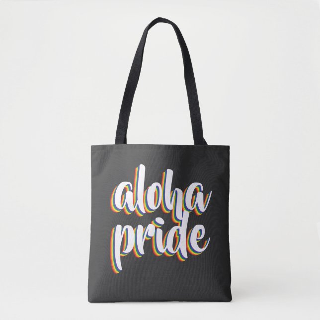 Aloha är Aloha Rainbow Pride Hawaii Tygkasse (Framsida)