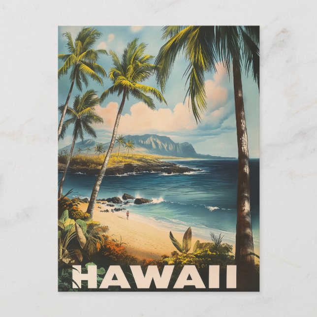 Aloha Awaits: En Vintage Hawaii Vykort (Framsida)