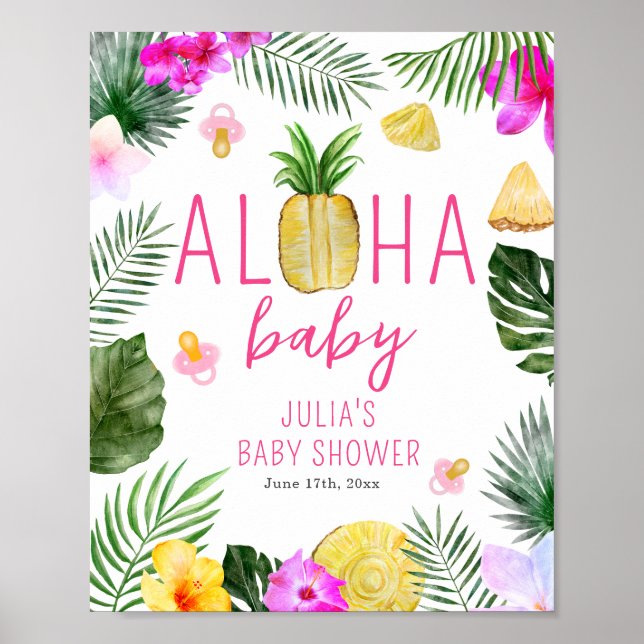 Aloha Baby anas & Nappar Baby Shower Luau Poster (Framsidan)