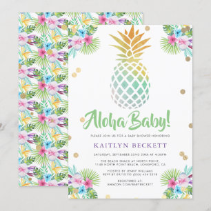 Aloha Baby! Barnshusare för vattenfärg Ananas Inbjudningar