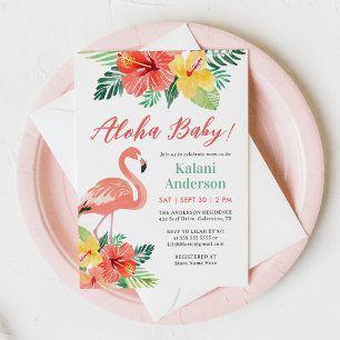 Aloha Baby Flamingo Baby Shower Inbjudningar