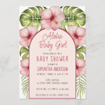 Aloha Baby Flicka Tropisk Bröllopsdusch Floral Akv