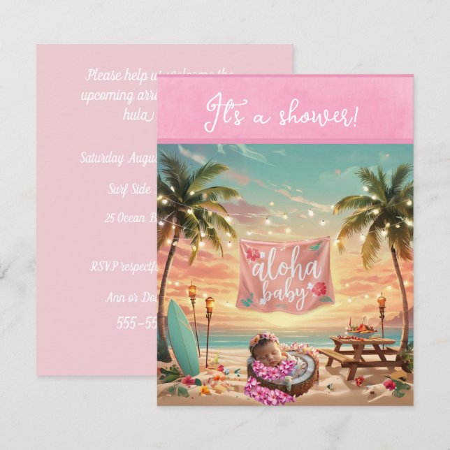 Aloha Baby Flickor Barnrumsfirande Digital Nedladd (Fram/baksida)