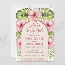 Aloha Baby Girl Tropisk Shower Floral Vattenfärg