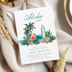 Aloha Baby Hawaiian Baby Shower Inbjudningar
