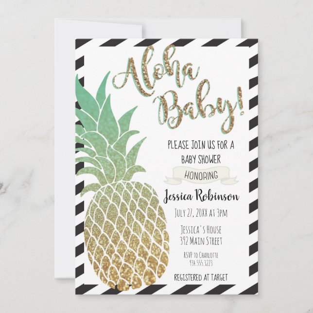 Aloha Baby! Inbjudan till ananas babyskor (Framsida)
