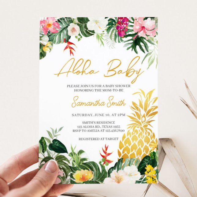 Aloha Baby Pineapple Baby Shower Inbjudningar (Aloha Baby Shower Invitation)