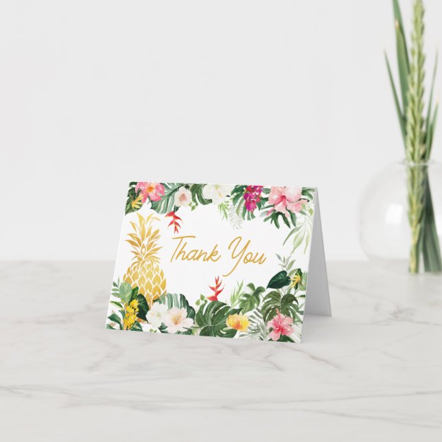 Aloha Baby Pineapple Baby Shower Tack Kort (Framsida)