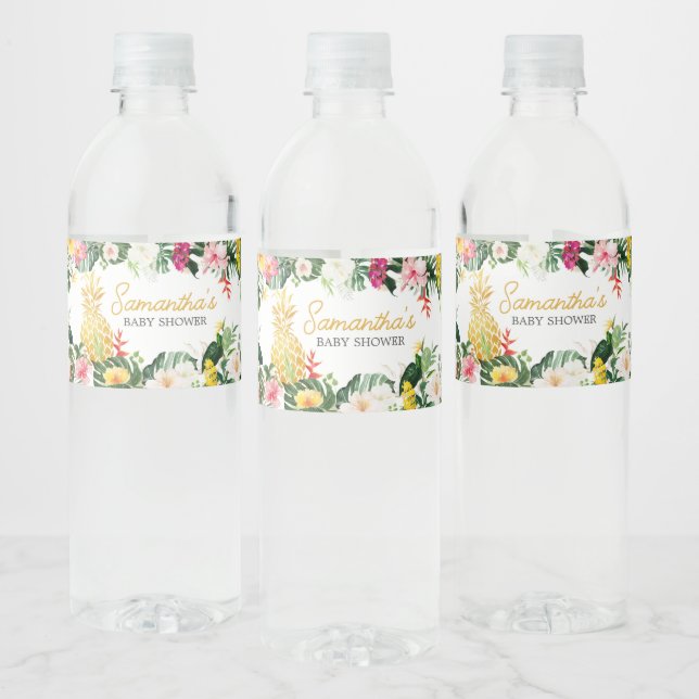 Aloha Baby Pineapple Baby Shower Vattenflaskor Etikett (Flaskor)