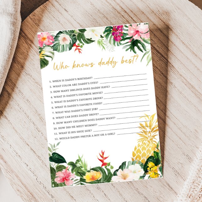 Aloha Baby Pineapple Duschar Vem Vet Pappa Bäst Sp (Aloha Baby Shower Game)
