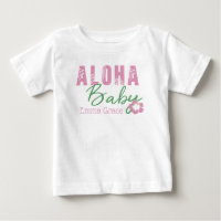 Aloha Baby Rosa & Grönt Tropical Flower Monogram