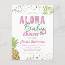Aloha Baby Rosa & Grönt Tropical Girl Baby Shower
