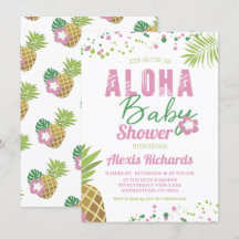 Aloha Baby Rosa & Grönt Tropical Girl Baby Shower