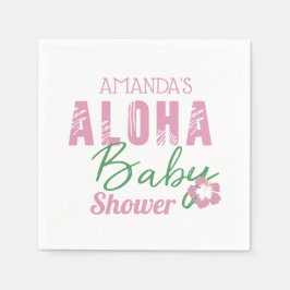 Aloha Baby Rosa & Grönt Tropical Girl Baby Shower Pappersservett