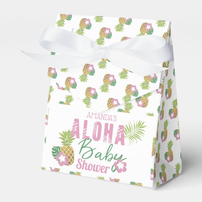 Aloha Baby Rosa & Grönt Tropical Girl Baby Shower Presentaskar (Framsidan Sidan)