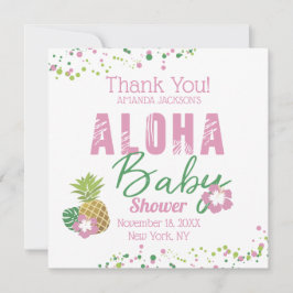 Aloha Baby Rosa Grönt Tropiska ananas Tack Kort