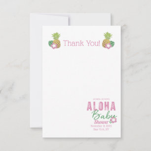 Aloha Baby Rosa Grönt Tropiska ananas Tack Kort