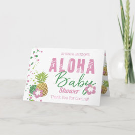 Aloha Baby Rosa & Grönt Tropiskt anananasfoto Tack Kort