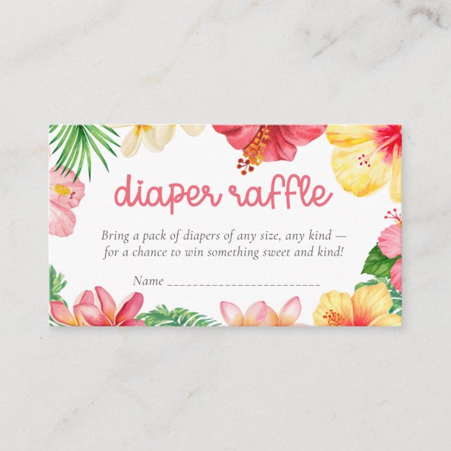 Aloha Baby Shower Blöja Lotteri Tilläggskort (Framsida)