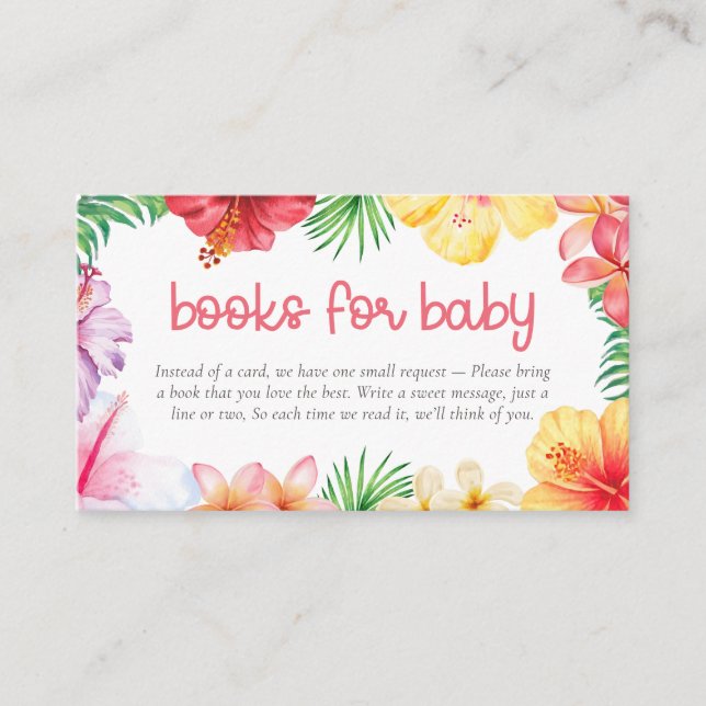 Aloha Baby Shower-böcker för bebis Tilläggskort (Framsida)