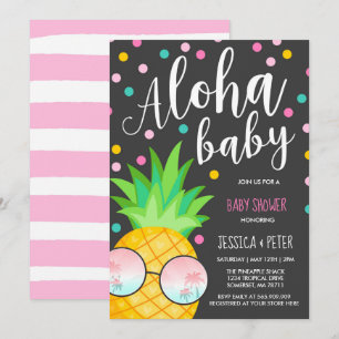 Aloha baby shower för baby showerinbjudanananas inbjudningar
