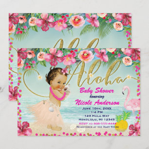 Aloha Baby Shower Hawaiianska Retro Strand Inbjudn Inbjudningar