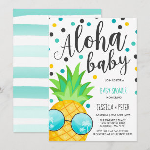Aloha Baby Shower-inbjudan för ananas Baby Shower Inbjudningar